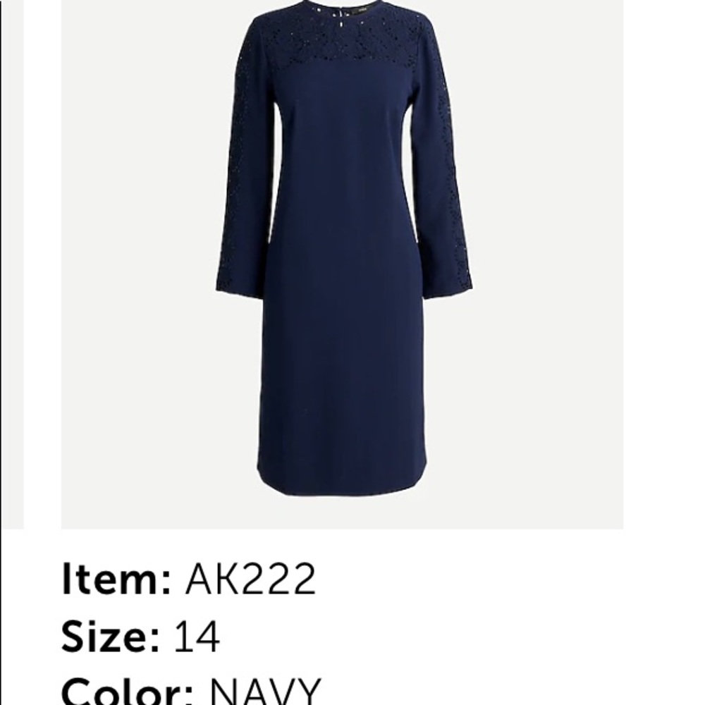 JCrew Laser-cut eyelet dress in 365 crepe Navy Size 14